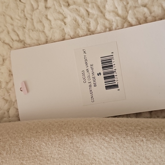 Juicy Couture Beige and Cream Varsity Jacket with Pink Accents Women's Small - Picture 8 of 8